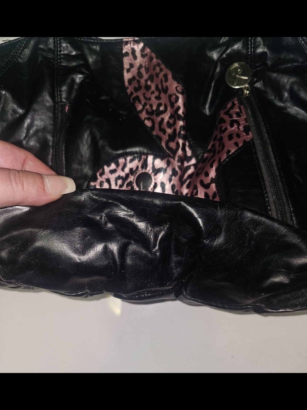 PLAYBOY Black Shoulder Tote with Pink Leopard Accent - Picture 11 of 16